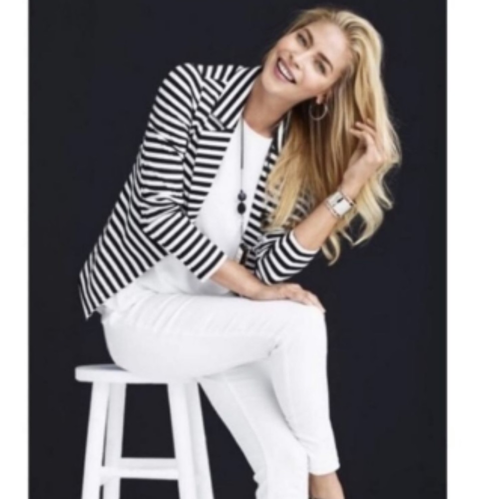 Elle Black and White Stripe Blazer